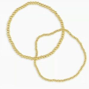Bundle Set of 2 Waterproof stretch Gold Bead Bracelets Stacking Bracelets